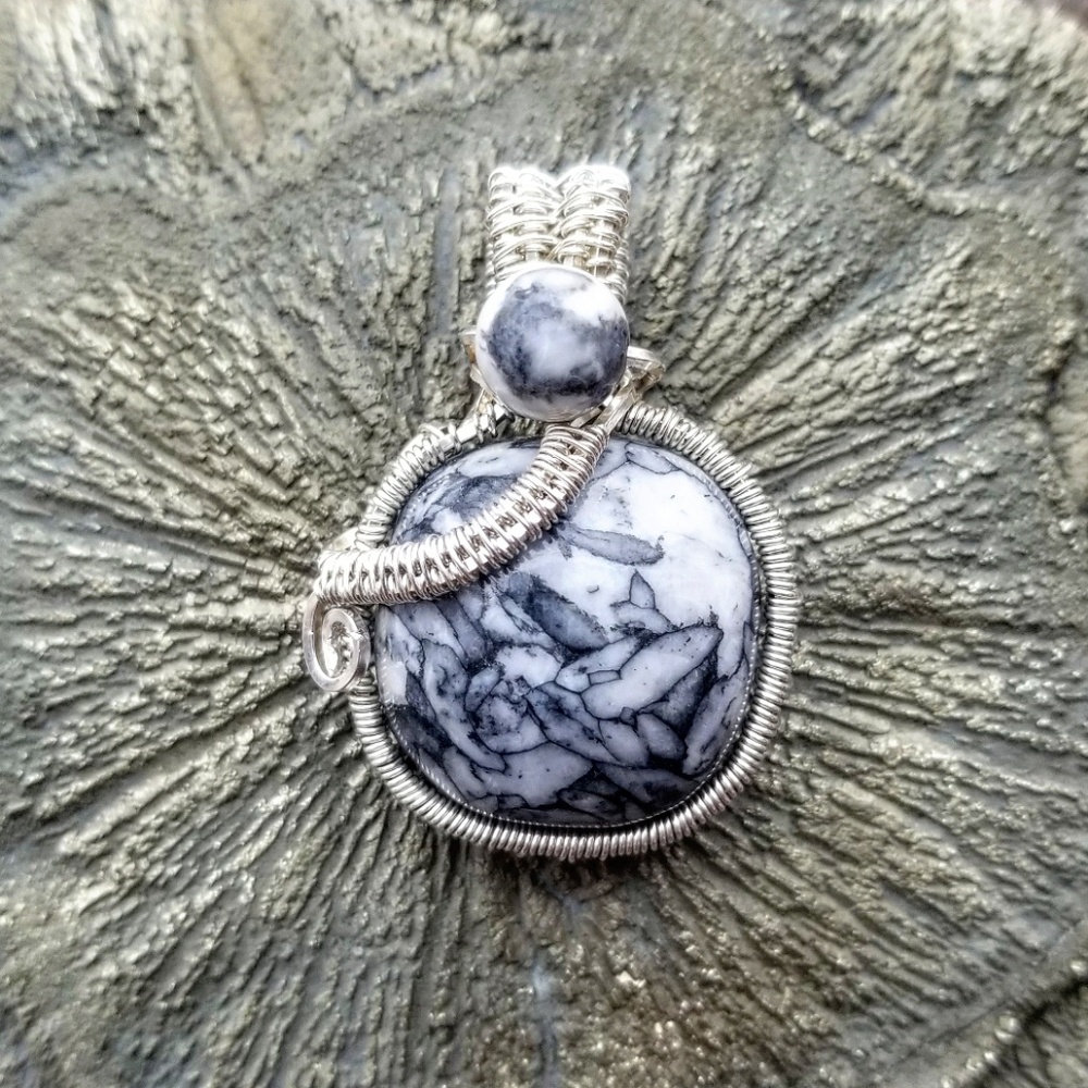 Pinolith & Howlite Silver Pendant ❤ Stress Relief!